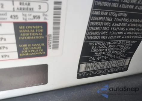 2015 Land Rover Range Rover Sport 3.0L V6 Supercharged Hse from USA, damaged, VIN SALWR2VF7FA522550